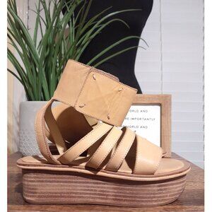 Leather Gladiator Ankle Strap Platform Leon Max Jaime Sandals  7M Women's Cream